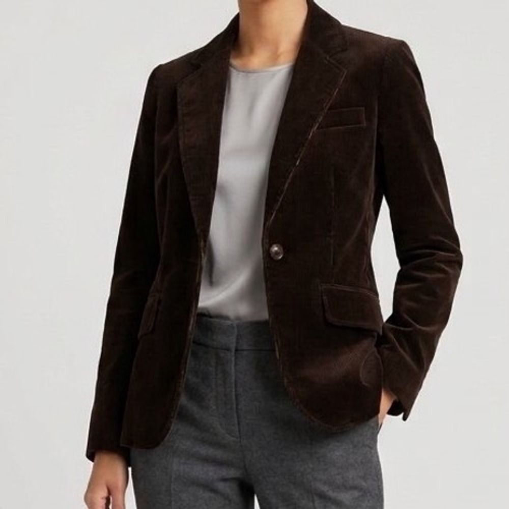 J.Crew Vintage Brown Corduroy Blazer Single Button Jacket Preppy Staple Classic